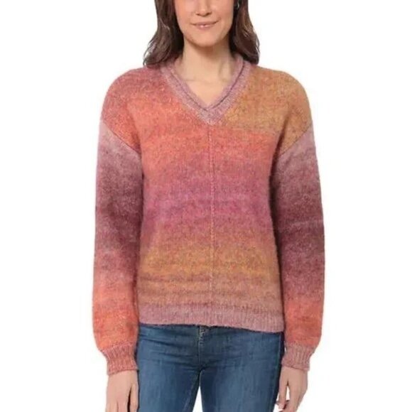 briggs Sweaters - Y NWT Briggs Cozy Vneck Ombré watercolor Long Sleeved Poly/wool Knit Sweater